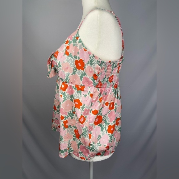 Free Assembly floral print women’s Tank top with tie front. Women’s size M - Picture 7 of 14